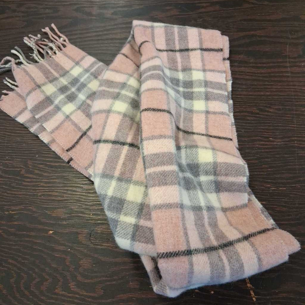 Plaid Merino Wool Scarf (Some Fringe Missing)