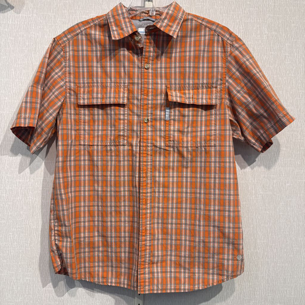 S/S Button Front Cotton Shirt, mens