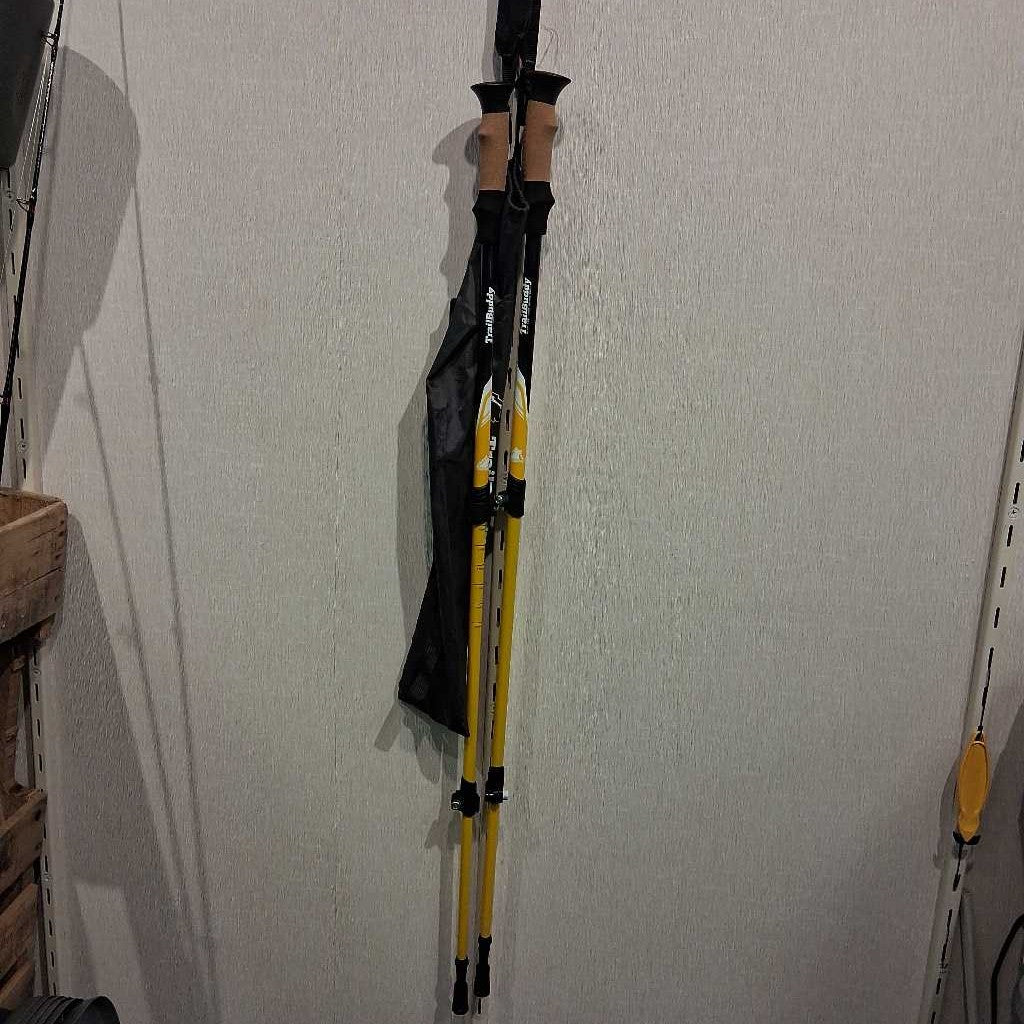 Telescoping Trekking Poles w/ cork grips (end of one lever snapped off)