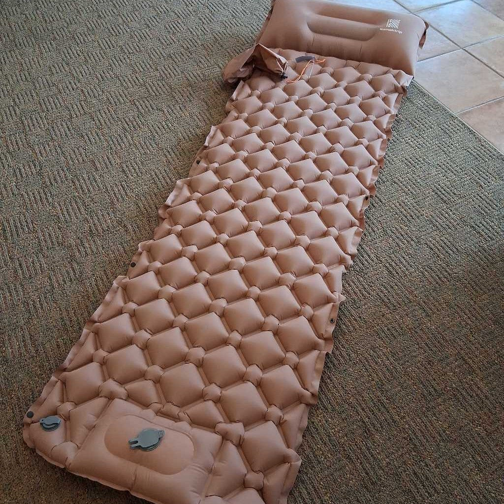 Sleeping pad with pillow & foot pump