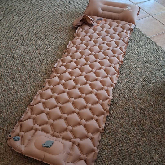 Sleeping pad with pillow & foot pump