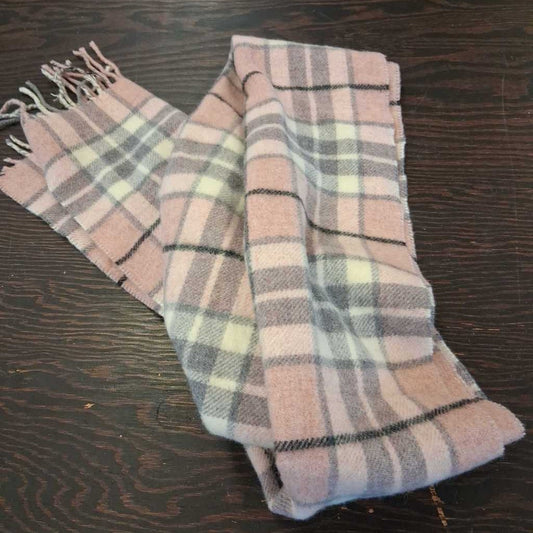 Plaid Merino Wool Scarf (Some Fringe Missing)